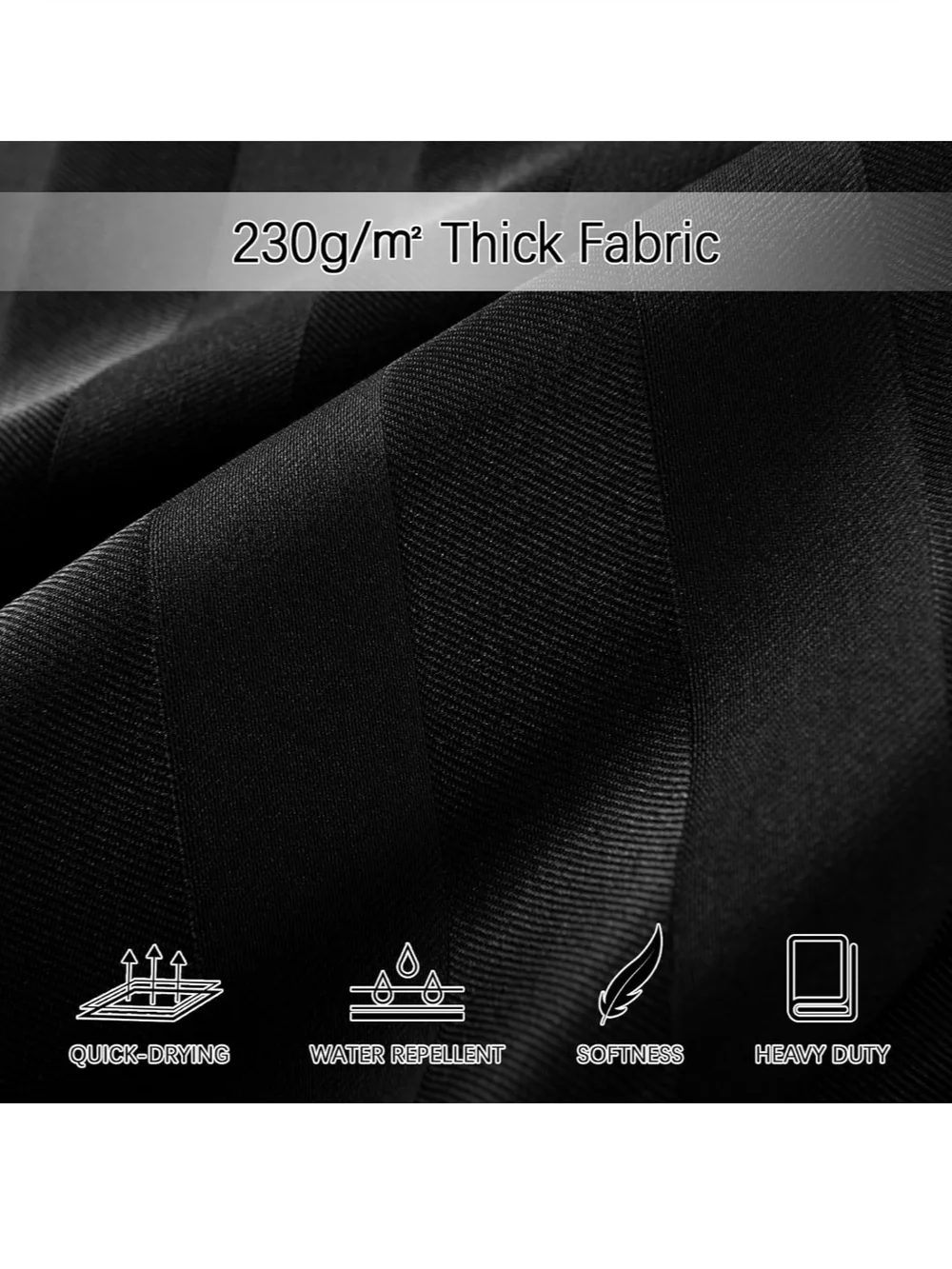Black Textured Shower Curtain - Modern Water-Resistant Panel